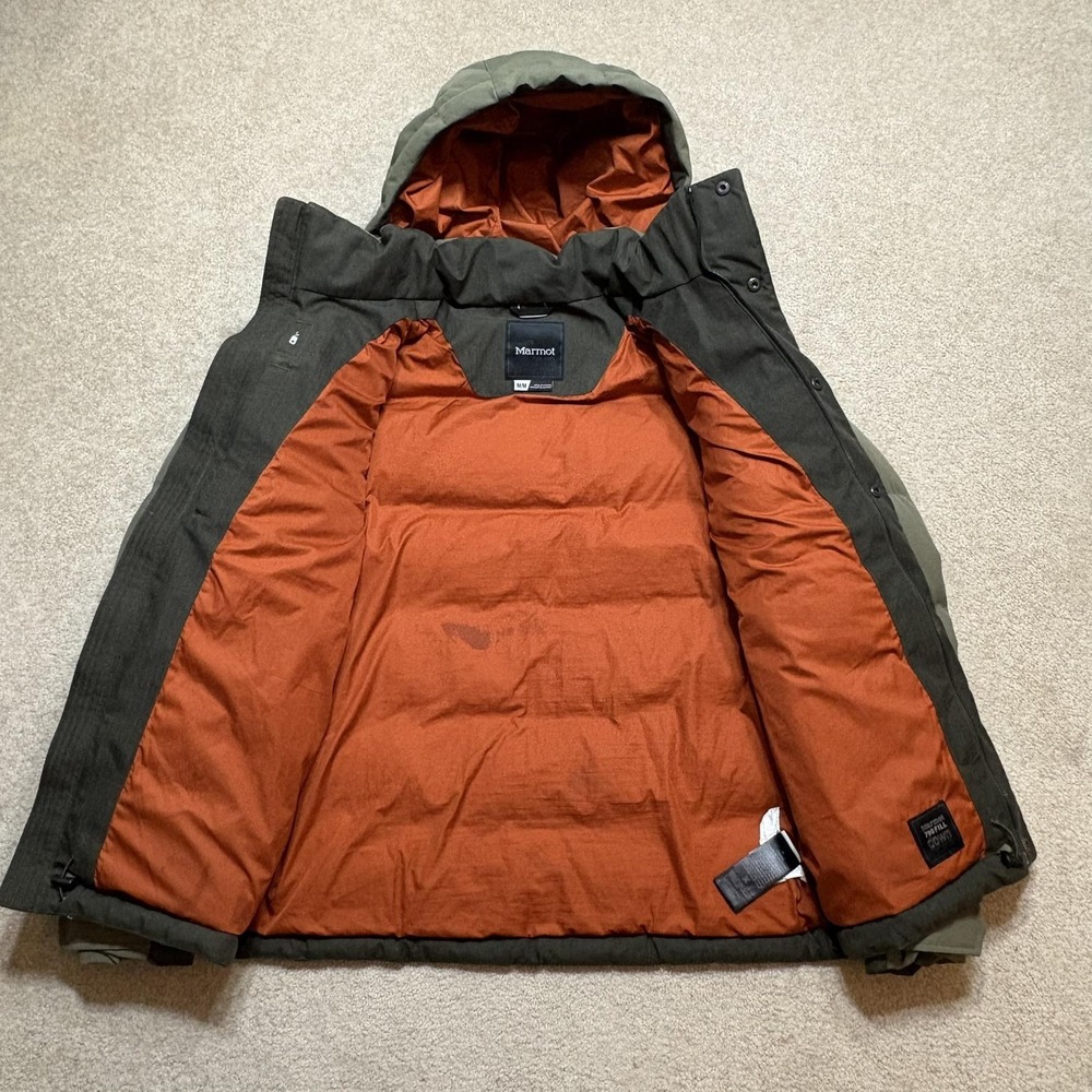 Marmot Fordham 700 Down Puffer Jacket Mens Medium Green Hooded Winter Gorp - Picture 3 of 16
